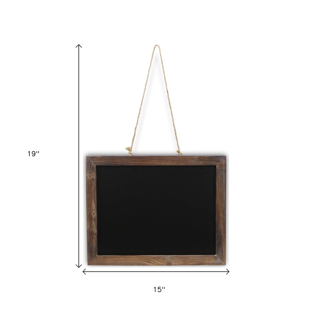 15" X 19" Brown Wood Hanging Chalkboard