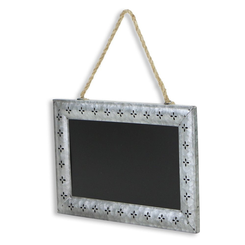 10" X 14" Gray Floral Metal Hanging Chalkboard