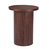 22" Brown Wood Round Pedestal End Table
