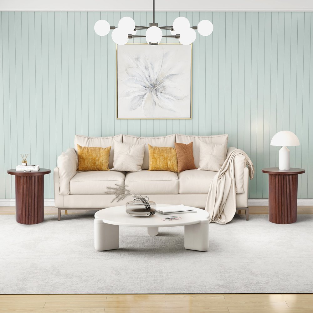 22" Brown Wood Round Pedestal End Table