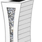 36" Silver Faux Crystal And Mirrored Glass Floor Vase