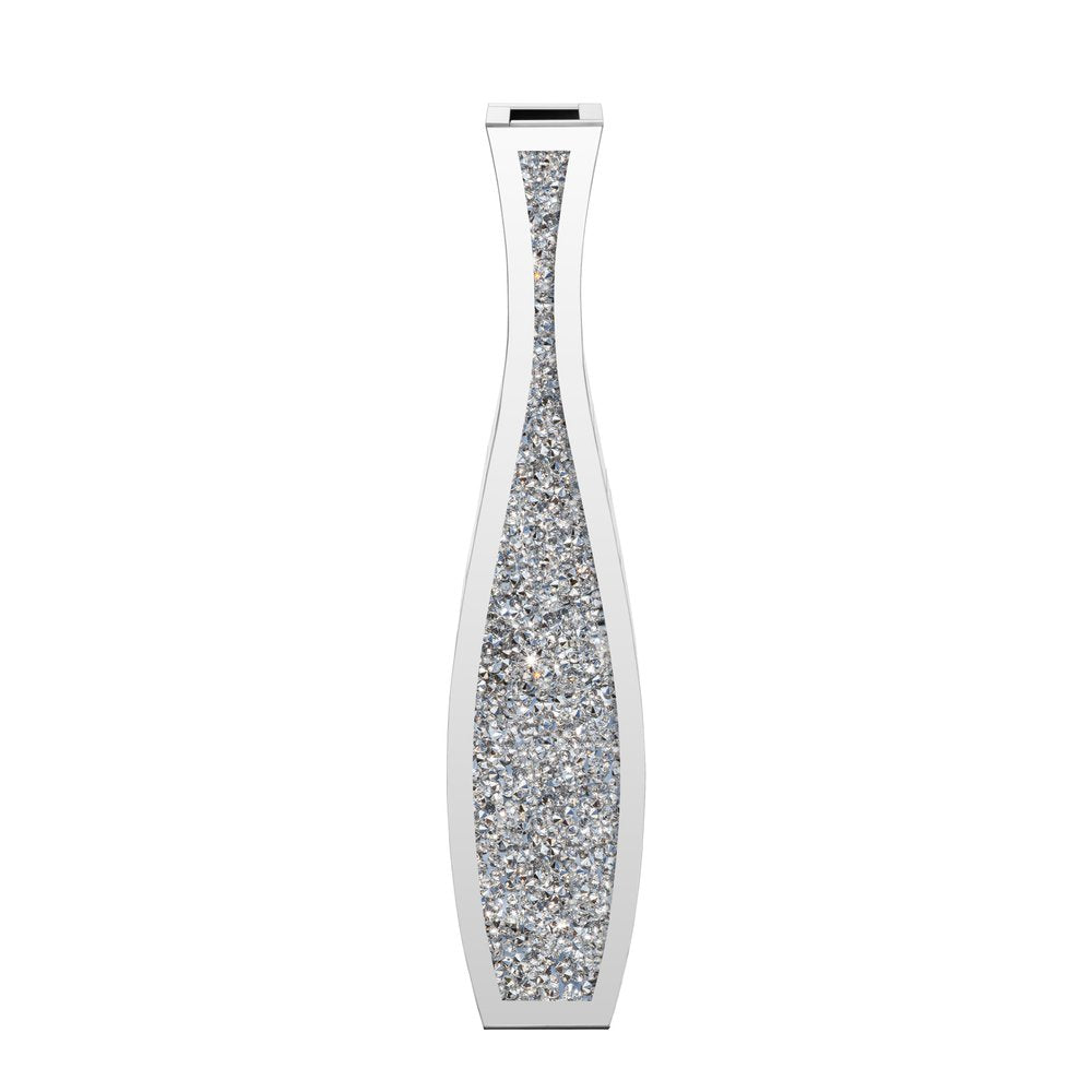 36" Silver Faux Crystal And Mirrored Glass Floor Vase