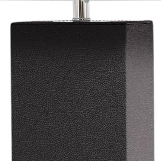 21" Espresso Faux Leather USB Table Lamp LED With White Shade