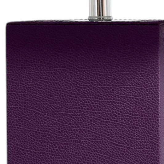 21" Eggplant Faux Leather USB Table Lamp LED With White Shade