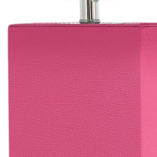 21" Hot Pink Faux Leather USB Table Lamp LED With White Shade