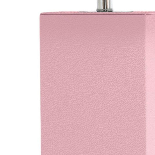 21" Pink Faux Leather USB Table Lamp LED With White Shade