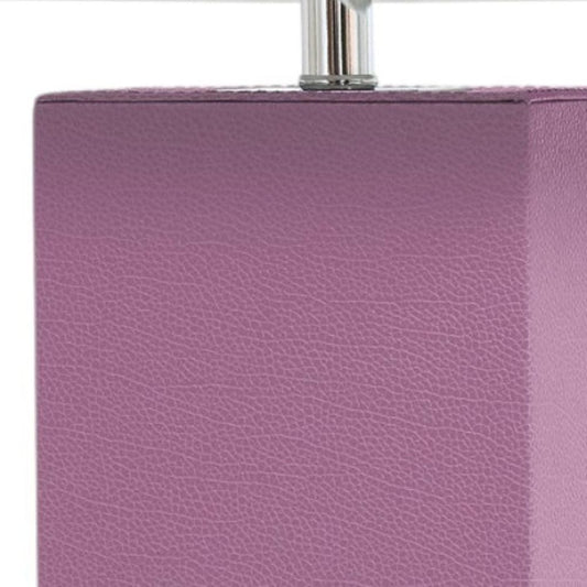 21" Purple Faux Leather USB Table Lamp LED With White Shade