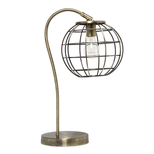 20" Antiqued Brass Metal Novelty Table Lamp With Antiqued Brass Globe Shade