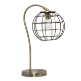 20" Antiqued Brass Metal Novelty Table Lamp With Antiqued Brass Globe Shade