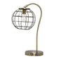 20" Antiqued Brass Metal Novelty Table Lamp With Antiqued Brass Globe Shade