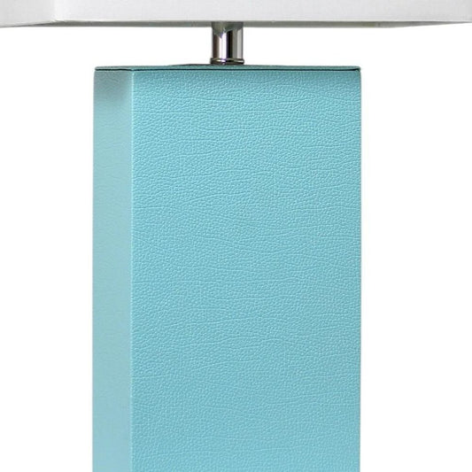 21" Aqua Faux Leather Table Lamp LED With White Shade