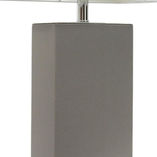 21" Gray Faux Leather Table Lamp LED With White Shade