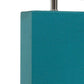 21" Teal Blue Faux Leather Table Lamp LED With White Shade