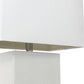 21" White Faux Leather Table Lamp LED With White Shade