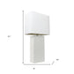 21" White Faux Leather Table Lamp LED With White Shade