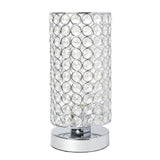 11" Silver Crystal Table Lamp With White Cylinder Shade