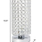 11" Silver Crystal Table Lamp With White Cylinder Shade