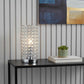 11" Silver Crystal Table Lamp With White Cylinder Shade