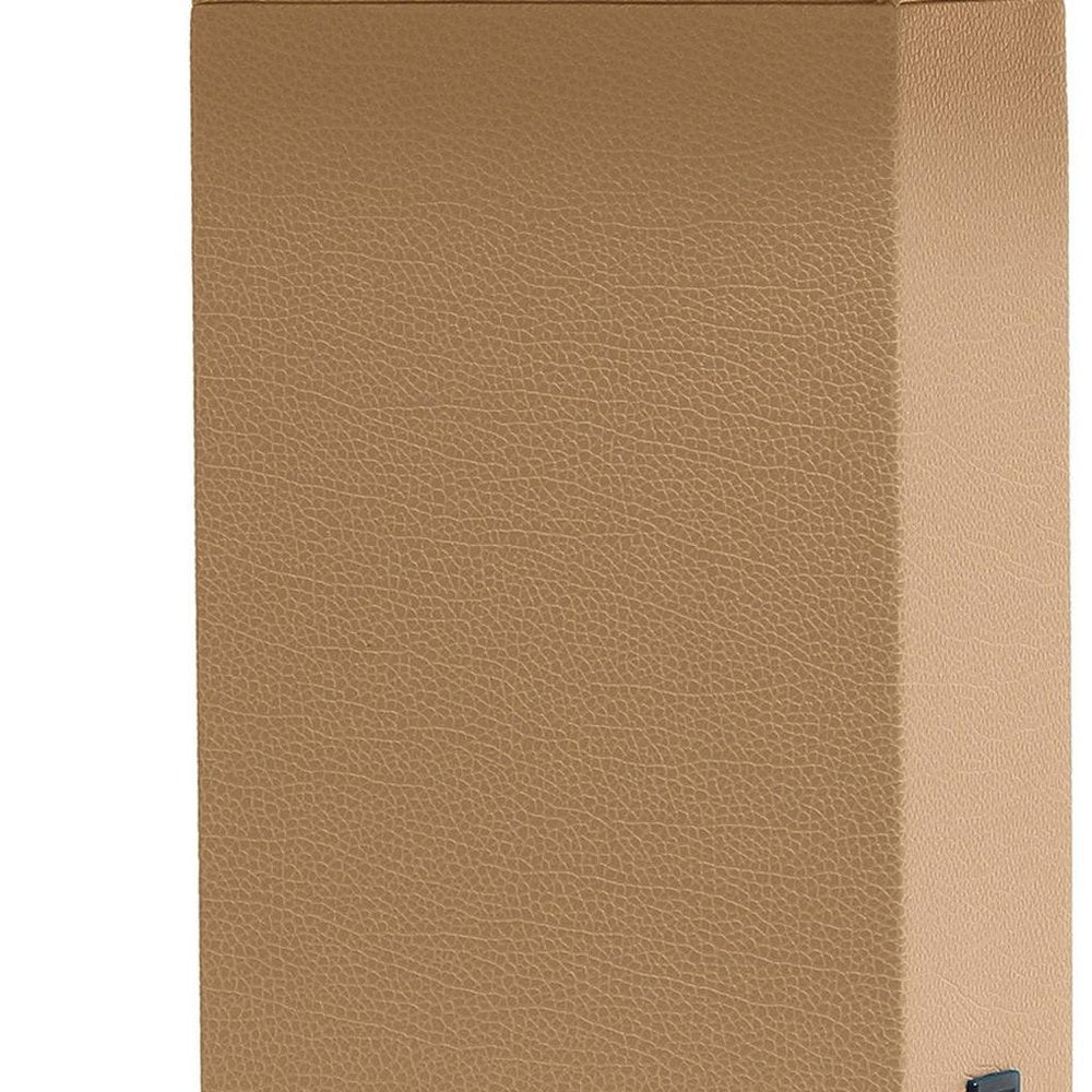 21" Beige Faux Leather USB Table Lamp With White Shade