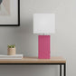 21" Hot Pink Faux Leather USB Table Lamp LED With White Shade