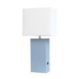 21" Periwinkle USB Table Lamp With White Shade