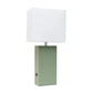 21" Sage Faux Leather USB Table Lamp With White Shade