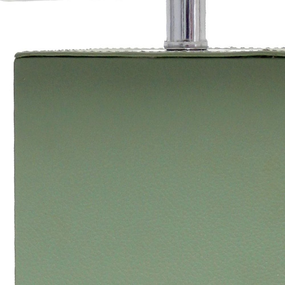 21" Sage Faux Leather USB Table Lamp With White Shade