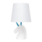 16" White And Blue Novelty Table Lamp With White Drum Shade