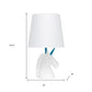 16" White And Blue Novelty Table Lamp With White Drum Shade