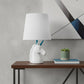 16" White And Blue Novelty Table Lamp LED With White Drum Shade