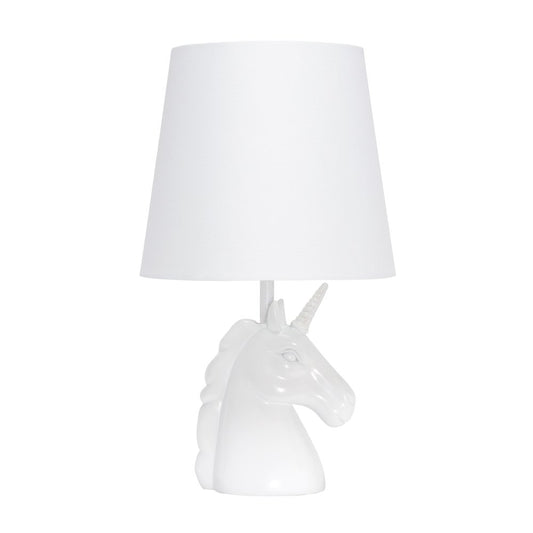 16" White Novelty Table Lamp With White Drum Shade