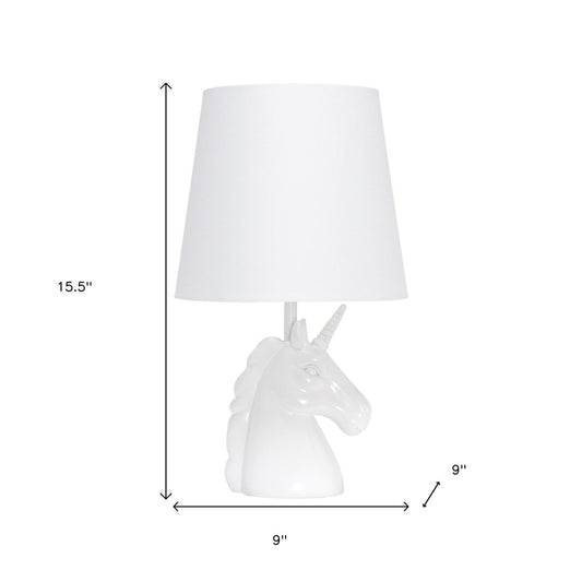 16" White Novelty Table Lamp With White Drum Shade