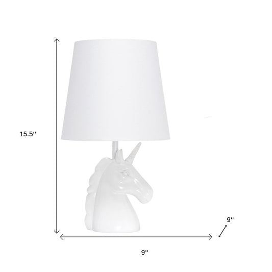 16" White Novelty Table Lamp LED With White Drum Shade