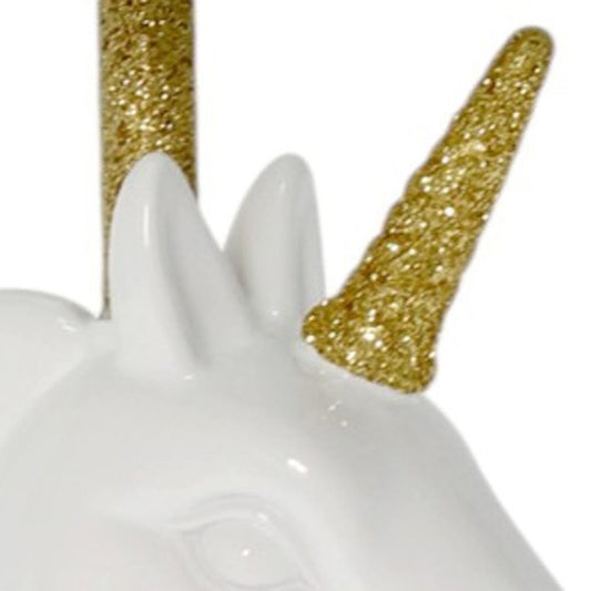 16" White And Gold Novelty Table Lamp LED With White Drum Shade