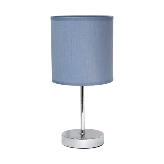 12" Silver Metal Table Lamp LED With Purple Drum Shade