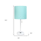 Set of Two 20" White Metal Table Lamp With Aqua Drum Shade