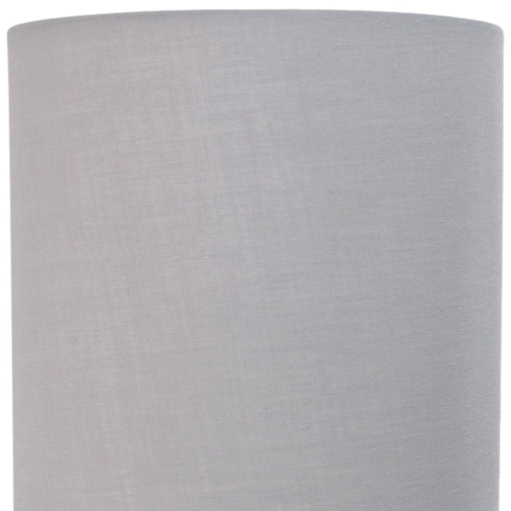 Set of Two 20" Silver Metal Table Lamp With Gray Drum Shade