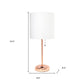 Set of Two 20" Rose Gold Metal Table Lamp With White Drum Shade