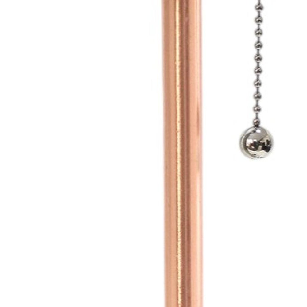 Set of Two 20" Rose Gold Metal Table Lamp With White Drum Shade