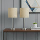 Set of Two 20" Silver Metal Table Lamp With Tan Drum Shade