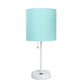 20" White Metal USB Table Lamp LED With Aqua Drum Shade