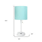 20" White Metal USB Table Lamp LED With Aqua Drum Shade