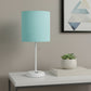 20" White Metal USB Table Lamp LED With Aqua Drum Shade