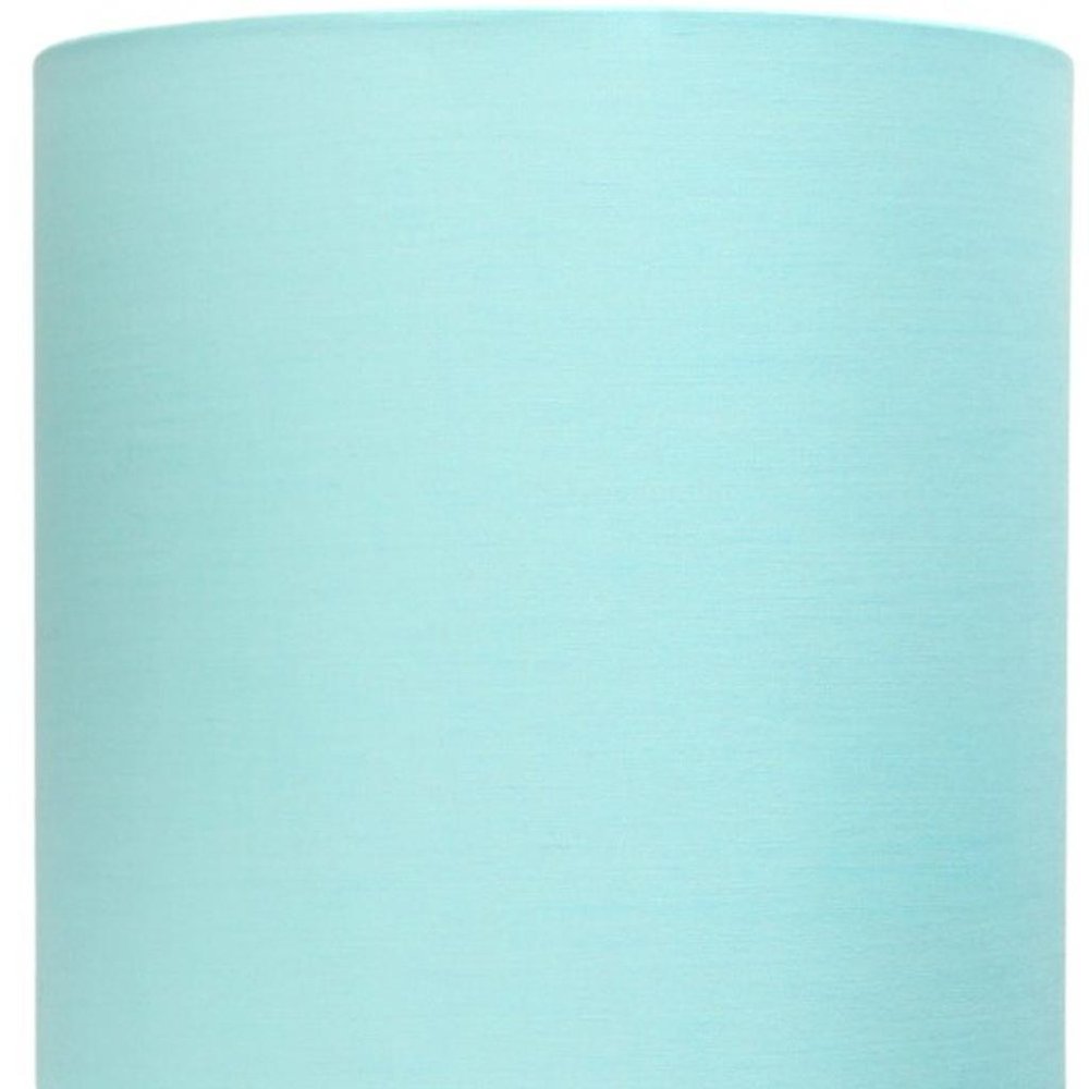 20" Silver Metal USB Table Lamp LED With Aqua Drum Shade