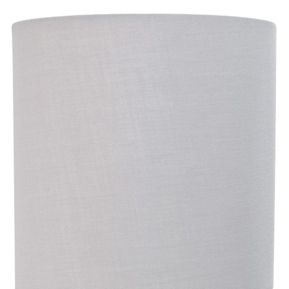 20" White Metal USB Table Lamp LED With Gray Drum Shade