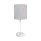 20" White Metal USB Table Lamp LED With Gray Drum Shade