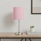 20" Silver Metal USB Table Lamp LED With Light Pink Drum Shade
