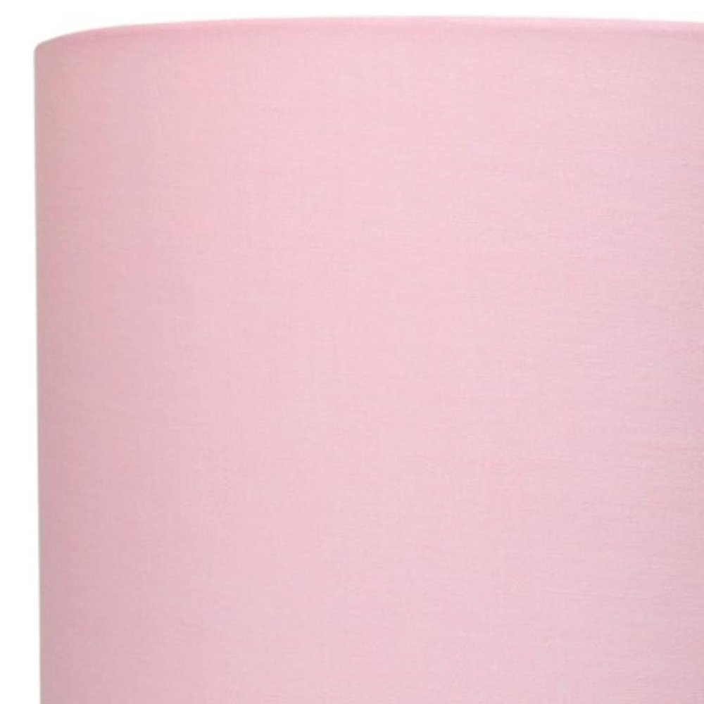 20" White Metal USB Table Lamp LED With Pink Drum Shade