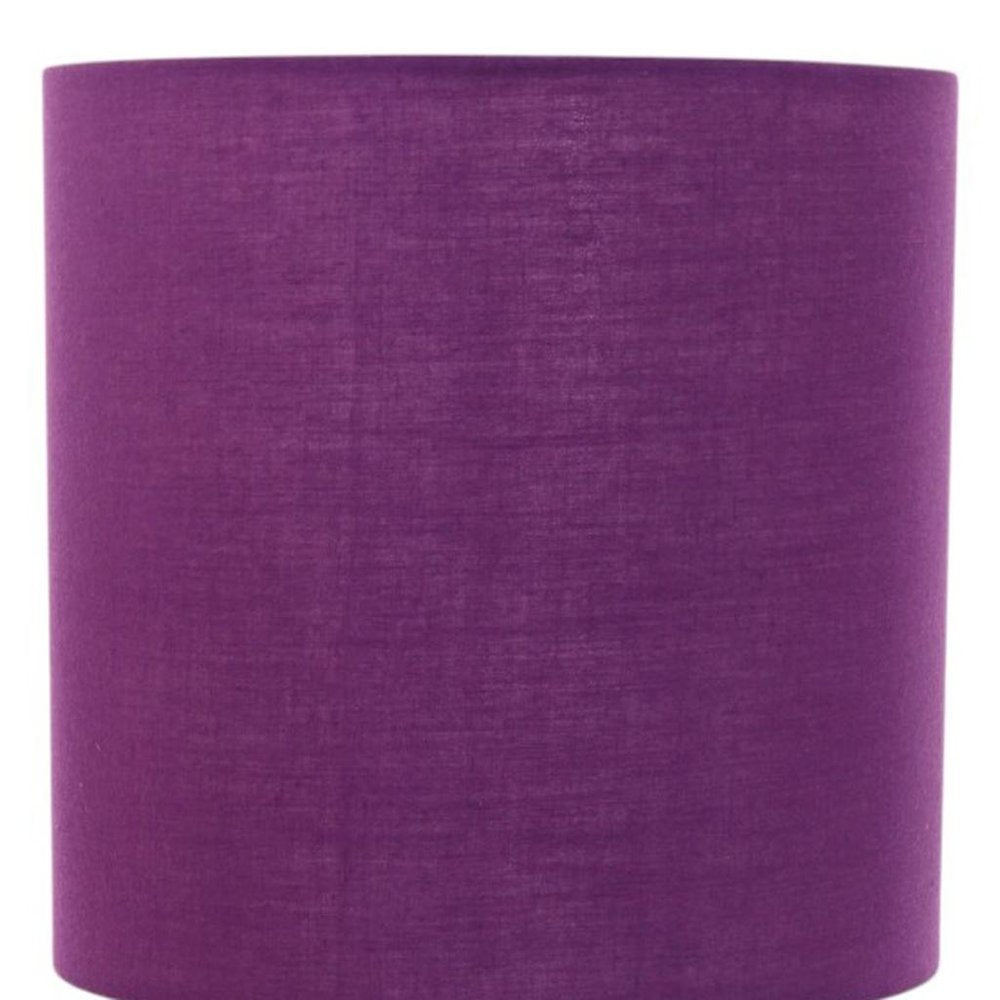 20" Silver Metal USB Table Lamp LED With Purple Drum Shade