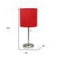 20" Silver Metal USB Table Lamp LED With Red Drum Shade